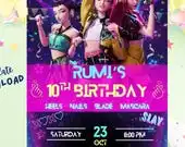K-Pop Demon Hunters Birthday Invitation – Editable Canva Template, 5x7 Digital Download, Anime K-Pop Party Invite for Kids & Teens