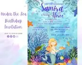 Magical Mermaid Birthday Invitation Personalized | Mermaid Bash Theme Invite for Girls | Under the Sea Party Invite