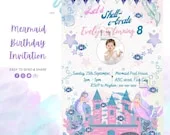 Magical Mermaid Birthday Invitation Personalized | Mermaid Bash Theme Invite for Girls | Under the Sea Party Invite
