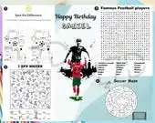 Ronaldo-themed birthday Activity Sheet, Football or Soccer Party Games, Personalized Birthday Games Template, Digital File