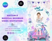 Magical Mermaid Birthday Invitation Personalized|Pink Purple Gold Theme Invite for Girls|Under the Sea Party Invite|Mermaid Video Invitation