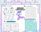 Editable Mermaid-themed birthday Activity Sheet,Under the Sea Party Games,Personalized Birthday Games Template,Printable Mermaid Party Game