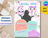 6 7 Trendy Invitation,six seven birthday invitation,6-7 Party,Pastel Birthday,I Was 6 Now I Am 7,Chic Theme,Instant Download,Canva Template