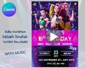 Kpop Demon Hunters Video Invitation|Huntrix Birthday Video Evite|Canva Template|Rumi Zoey Mira Video Invitation|Editable video Invitation