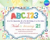 ABC Alphabet Birthday Invitation - Personalized | Instant Download | Kids Party Invite | Canva Template