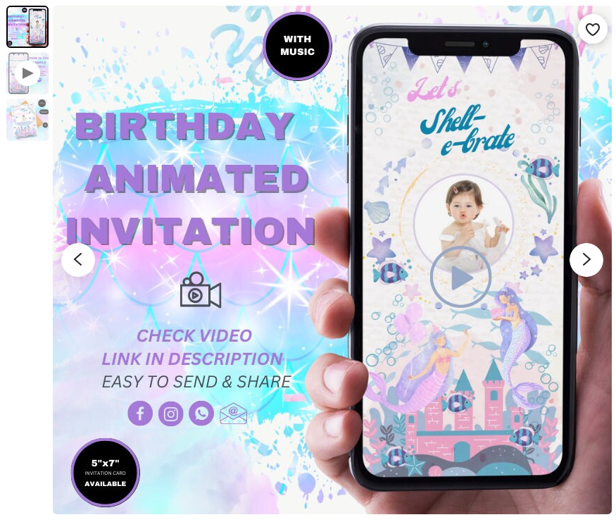 Magical Mermaid Birthday Invitation Personalized