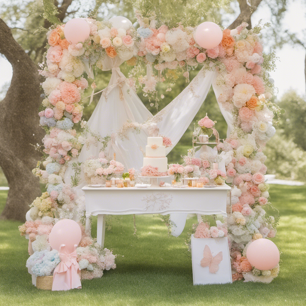 An outdoor first birthday party setup in the spring