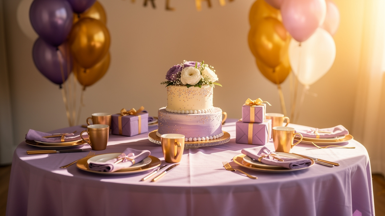 Beautifully decorated birthday party table awaiting guests
