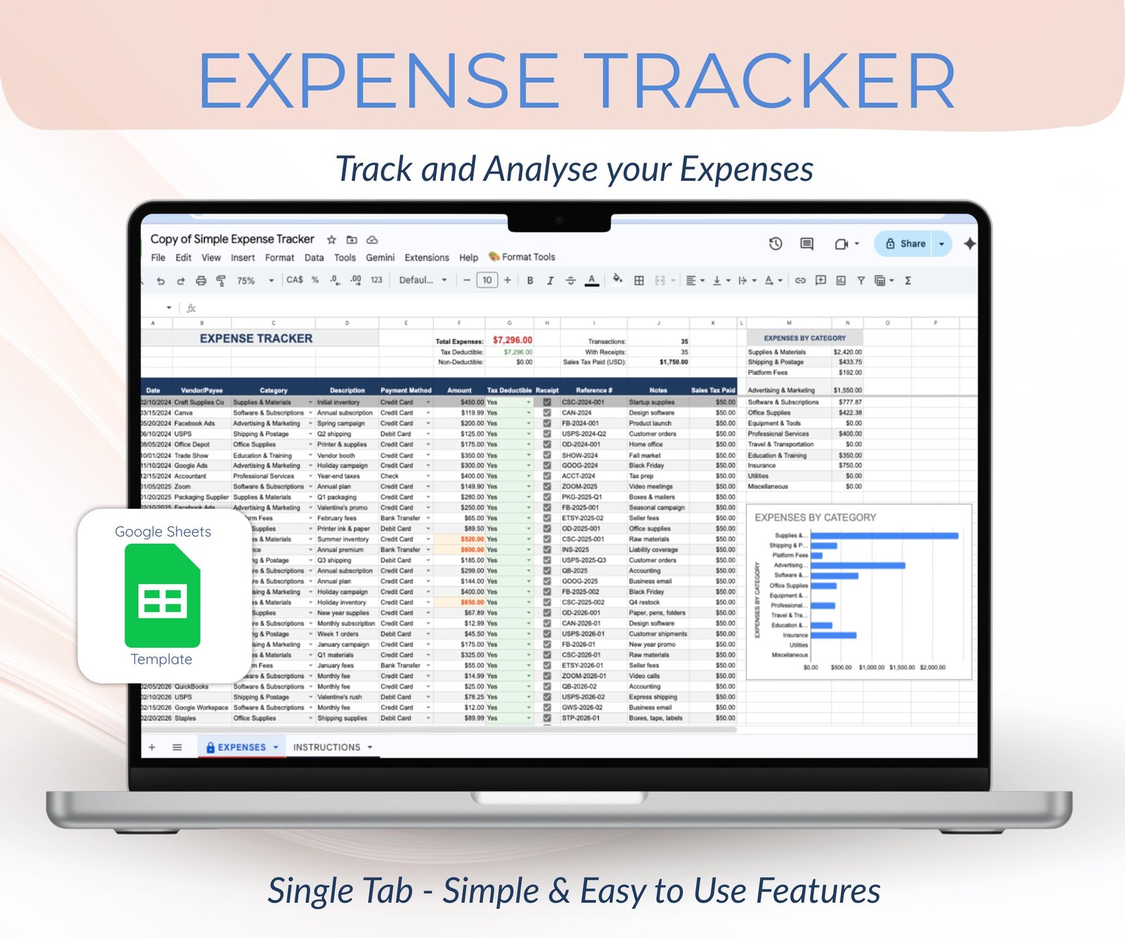 How to Track Etsy Expenses for Taxes (Google Sheets Template Guide)
