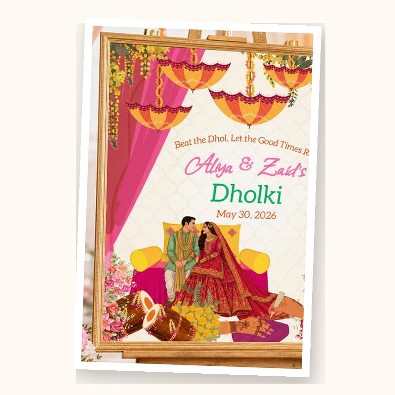 Dholki Welcome Sign, an editable printable from Layer7 Designs