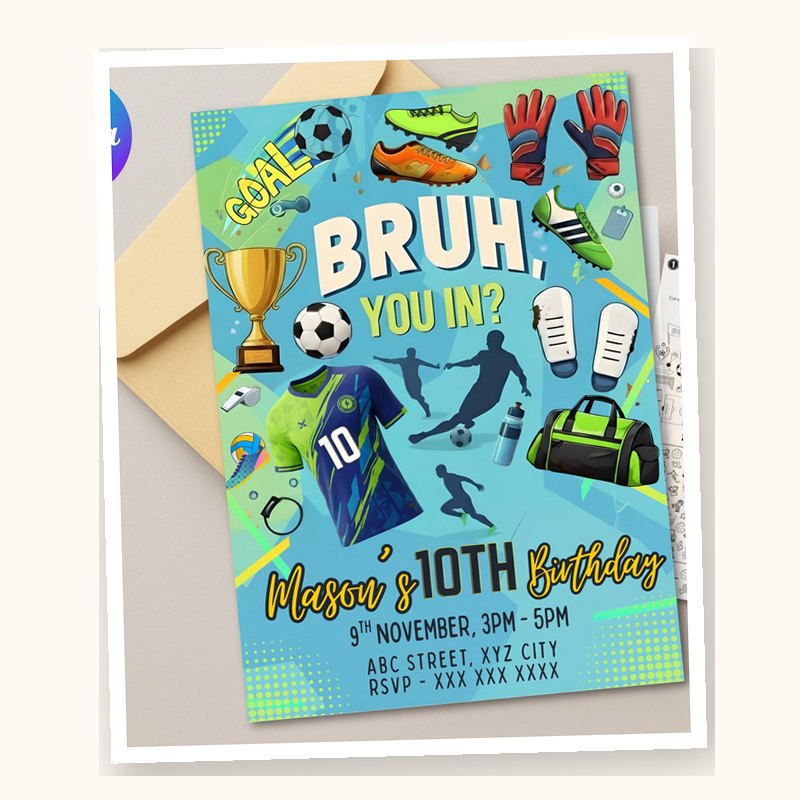 Soccer Birthday Invite, an editable printable from Layer7 Designs