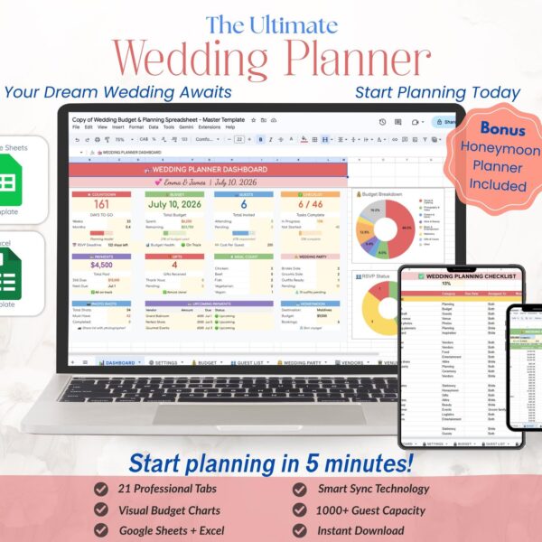Wedding Guest List and Seating Chart Spreadsheet: One File That Updates Itself